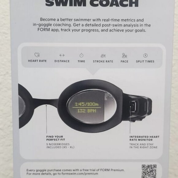 FORM Smart Swim 2 Goggles Black Yellow, For Swimming, Diving with LCD Stats - Picture 2 of 4